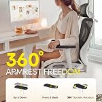 CYKOV Ergonomic Office Chair with Footrest - Adjustable Lumbar Support & Headrest, 90-160° Reclining Mesh Back Computer Chair - Home Office/Gaming, 150kg Capacity (Black-WAHITE Frame, MESH)