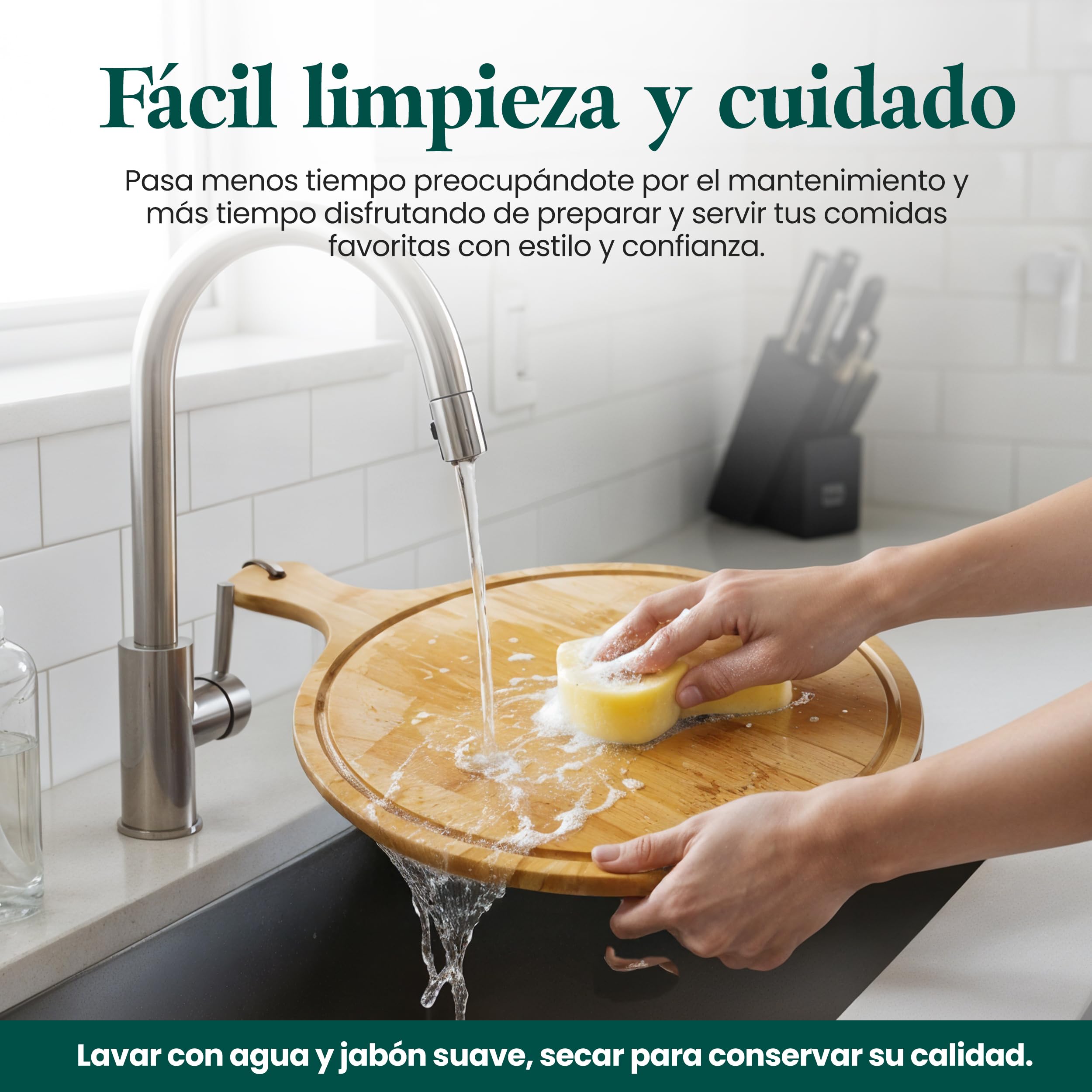 Pack 2 Tablas de Pizza Bambú 43 cm XL – Tabla Redonda para Cortar y Servir Pizza, Quesos y Aperitivos – Madera Natural Resistente — view 5