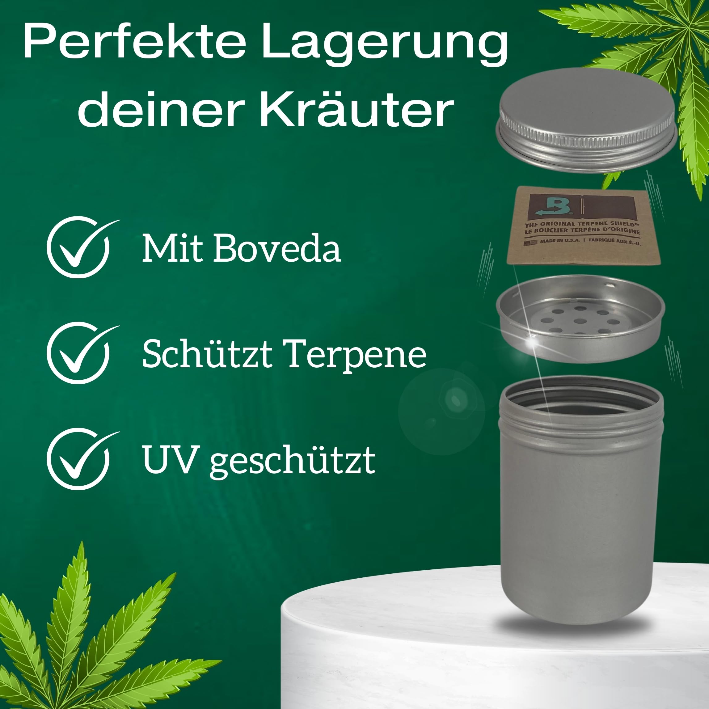 cannabis aufbewahrung kaufen TronicXL 58% Premium Case Aufbewahrungsdose mit Einsatz 250ml kompatibel mit Boveda + Pack Größe 4 Grow Aufbewahrung Ernte Dose UV SCHUTZ Metall Küche, Haushalt & Wohnen Frame Size:M Geschenkverpackungen - DEPOT-Store Vinylhalter aus Holz