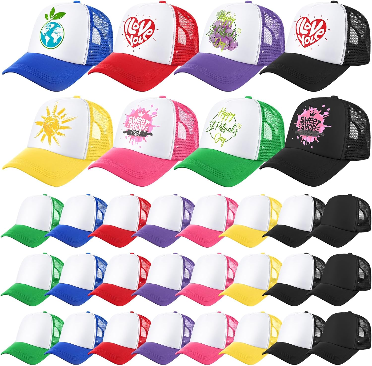 Patelai 24 Pcs Sublimation Blank Trucker Hats Baseball Caps Mesh Caps Adjustable Heat Transfer Hat DIY for Unisex