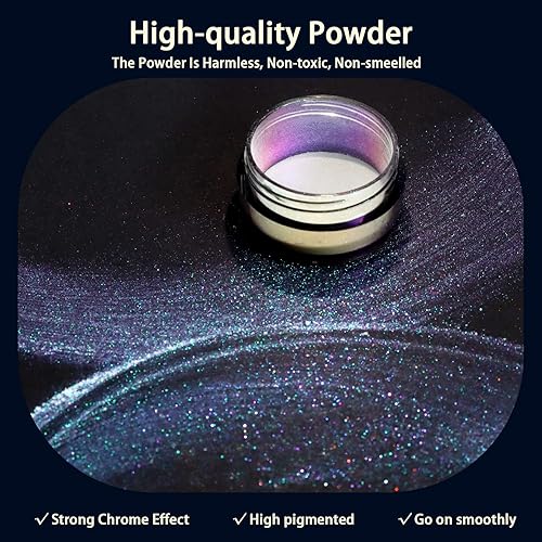 Miniatura 3 de Allstarry Polvo para uñas cromado de unicornio, polvo de uñas de perla blanca iridiscente Aurora Sirena, pigmento de brillo de hadas para arte en