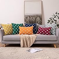 Vista 7 de MIULEE - Juego de 2 fundas de almohada decorativas para funda de cojín de jacquard de rombos, funda de cuadros suaves para sofá, cama, dormitorio