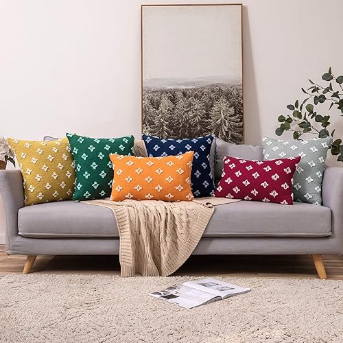 Miniatura 7 de MIULEE - Juego de 2 fundas de almohada decorativas para funda de cojín de jacquard de rombos, funda de cuadros suaves para sofá, cama, dormitorio y