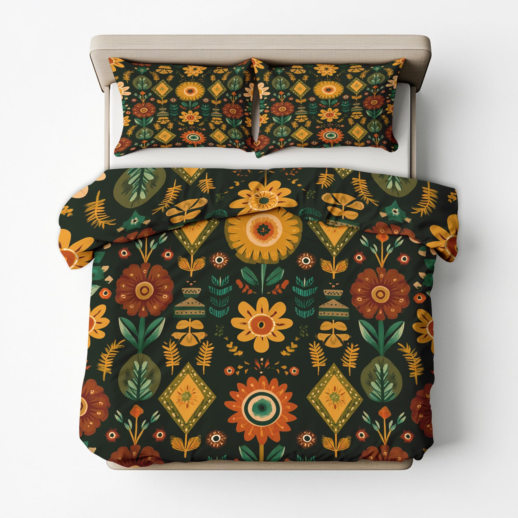 Housse de couette 240x260 cm rétro avec deux taies d'oreiller assorties 65x65 cm