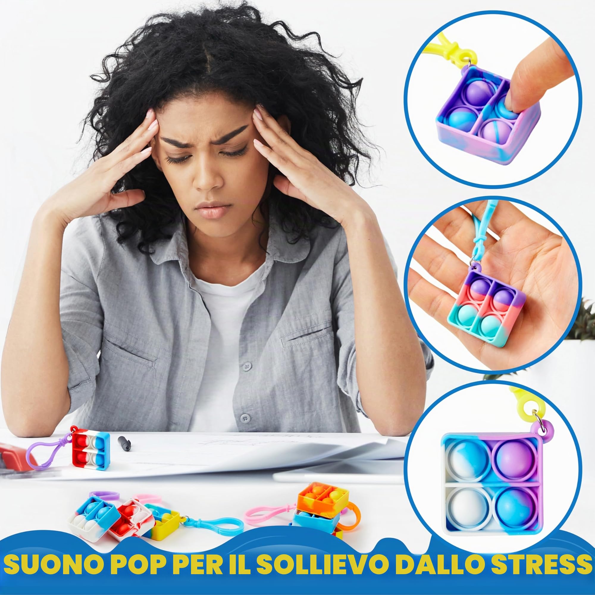 JOYIN portachiavi pop, mini fidget toys, confezione sfusa da 30 pezzi, bomboniere per bambini di età compresa tra 4 e 8 anni, 8 e 12 anni, gadget da riempire per i premi in classe