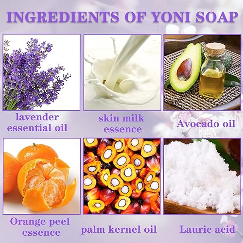 Miniatura 10 de Yoni - 3 barras de jabón para mujer, 100% hechas a mano, barra Yoni natural, pH equilibrado y barra de limpieza en V, barra de jabón natural con red