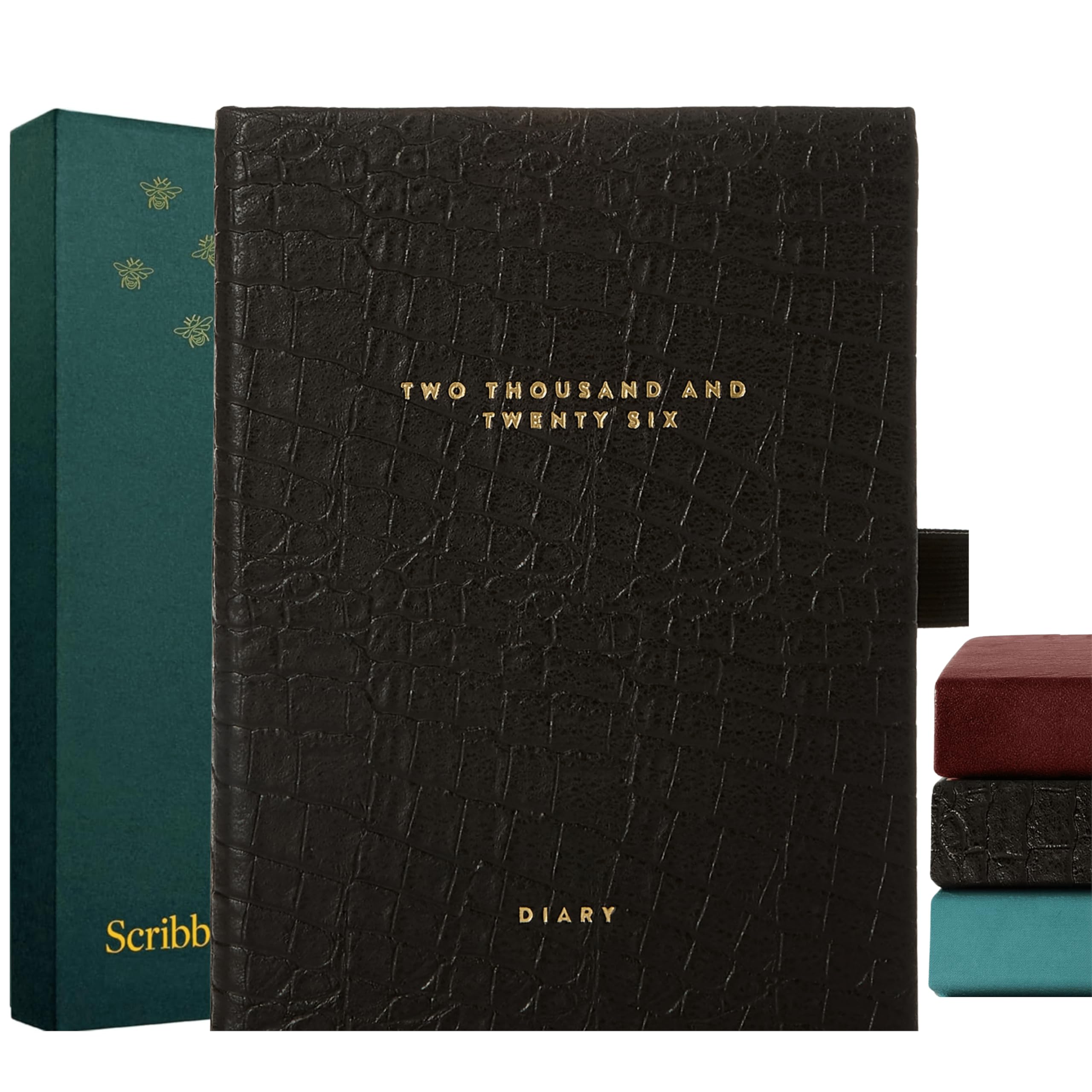 Scribble & Dot 2026 A6 Diary A6 Week to View runs Jan'26-Dec'26 | Small Luxury with Tabs, Trackers, Notes & More for Busy Schedules (Croc Mixed)