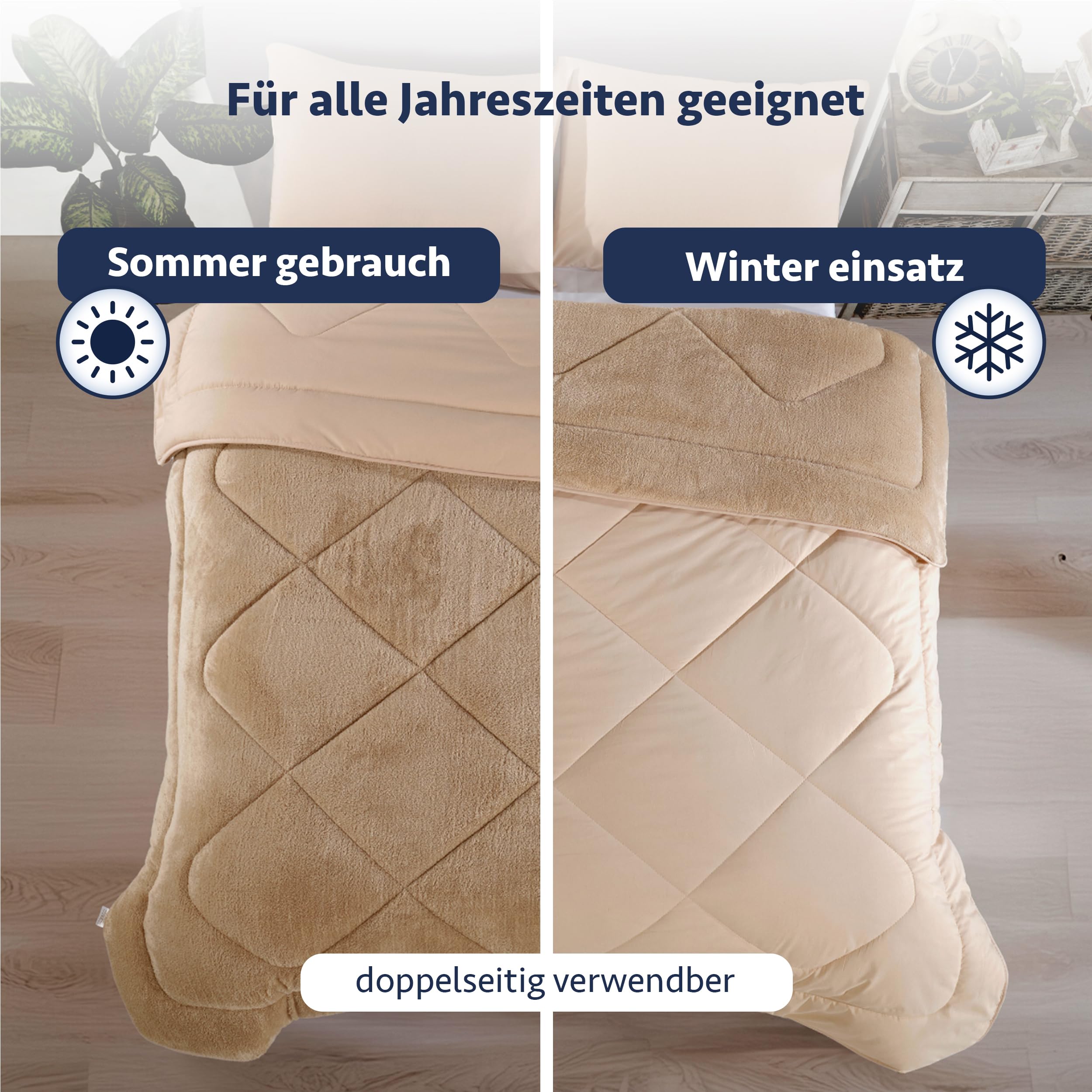 Formeya Doppelseitig Bettdecke 220x240 | Weich & Pflegeleicht | Steppdecke für alle Jahreszeiten, Atmungsaktiv, Wellsoft Schlafdecke ohne Bezug | Große Duvet in Braun