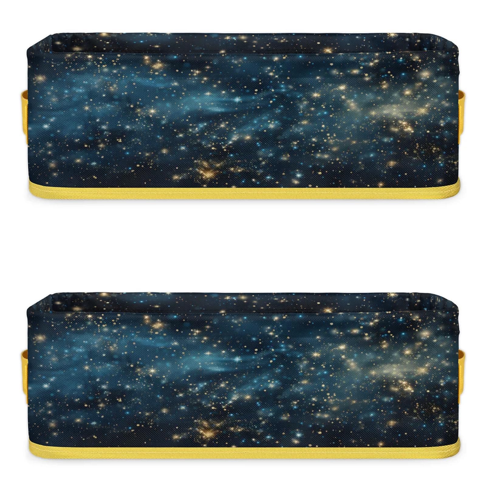 Starry Night Sky Bathroom Storage Basket Waterproof Foldable Storage Bins with Handles Decorative Toilet Paper Storage Basket for Organizing for House Bathroom Toiletries Set of 2