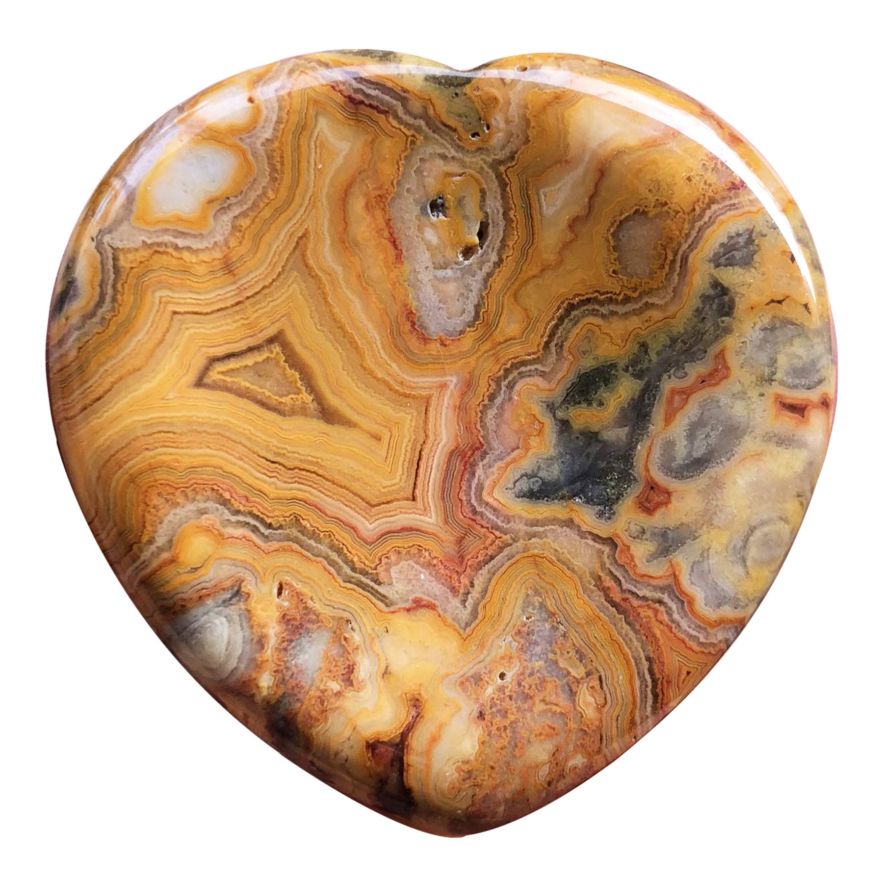 Natural Crazy Agate Crystal Thumb Worry Stone, Hand Carved Healing Crystal Heart Shaped Stone for Anxiety Stress Relief Meditation 1.5"