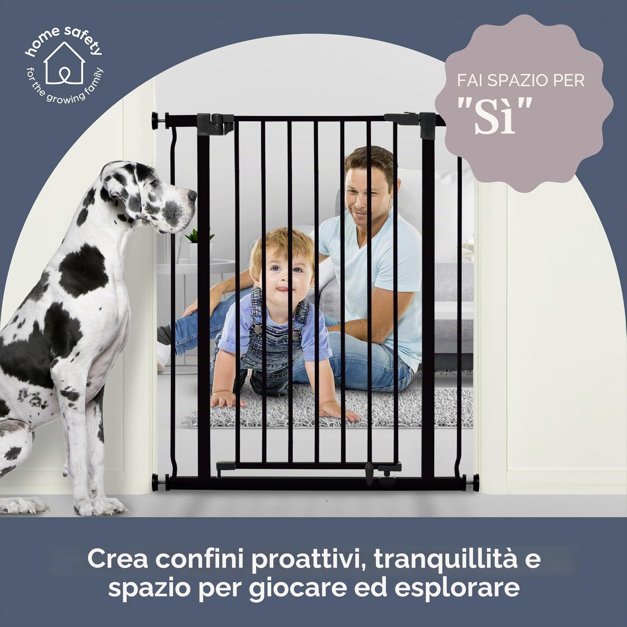 Dreambaby Cancelletto di sicurezza Liberty extra-alto (75-82cm), nero