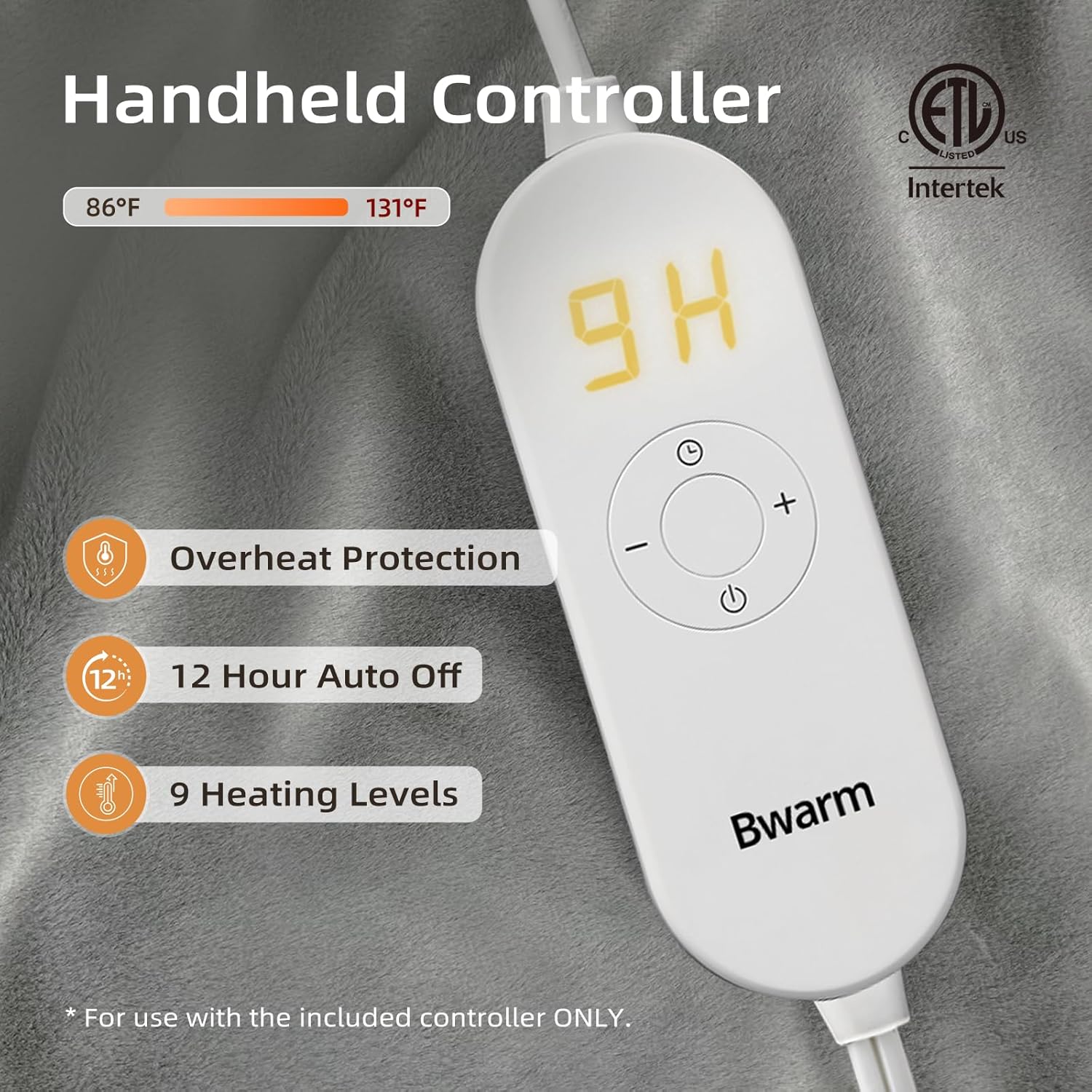 Bwarm Heated Blanket Electric Throw Faux Far Blanket Sherpa Fleece Women Gift,Faux Christmas Fur Blanket for Couch, Sofa, Bed Dark Grey 50x60 Inches