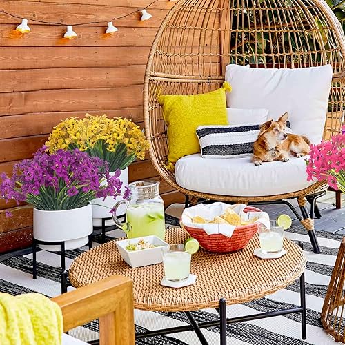 Miniatura 4 de Grunyia 20 paquetes de flores artificiales al aire libre resistentes a los rayos UV flores artificiales