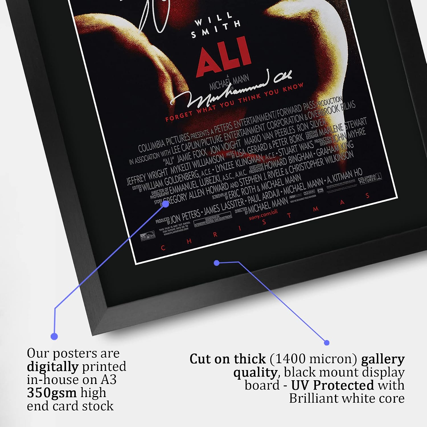HWC Trading ALI Movie Poster Will Smith Signed 16 x 12 inch Framed Gift Printed Autograph Film Print Photo Picture Display - 16" x 12" Framed