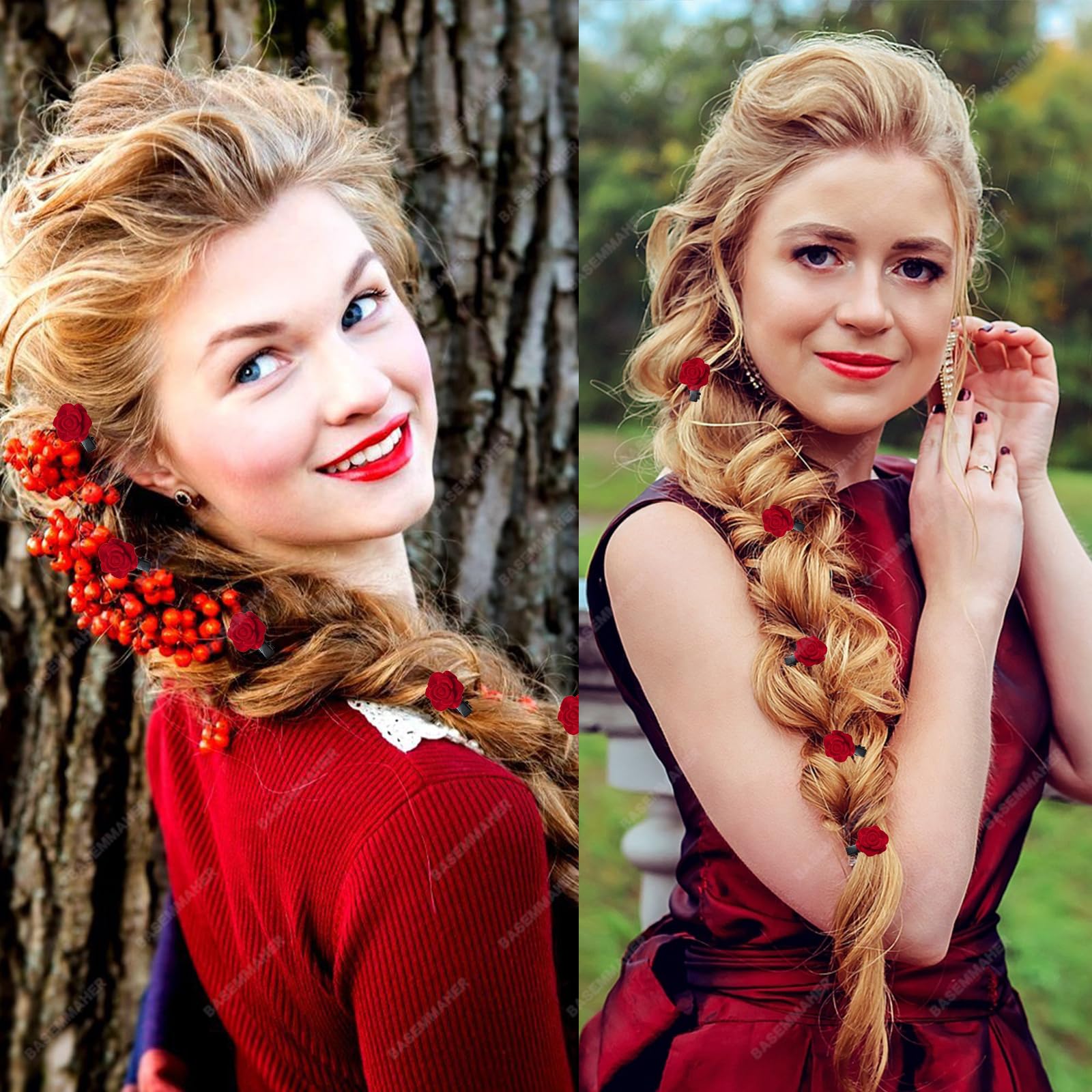 Amazon.com : Red Mini Rose Hair Clip for Women Flower Hair