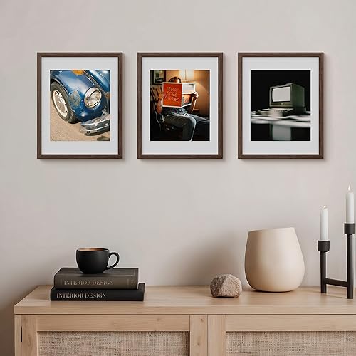 Vista 140 de Marco de fotos de 5 x 7, marco de 5 x 7 pulgadas, marco de 4 x 6 pulgadas, acabado de chapa de madera, marco de fotos de 5 x 7 pulgadas con paspartú