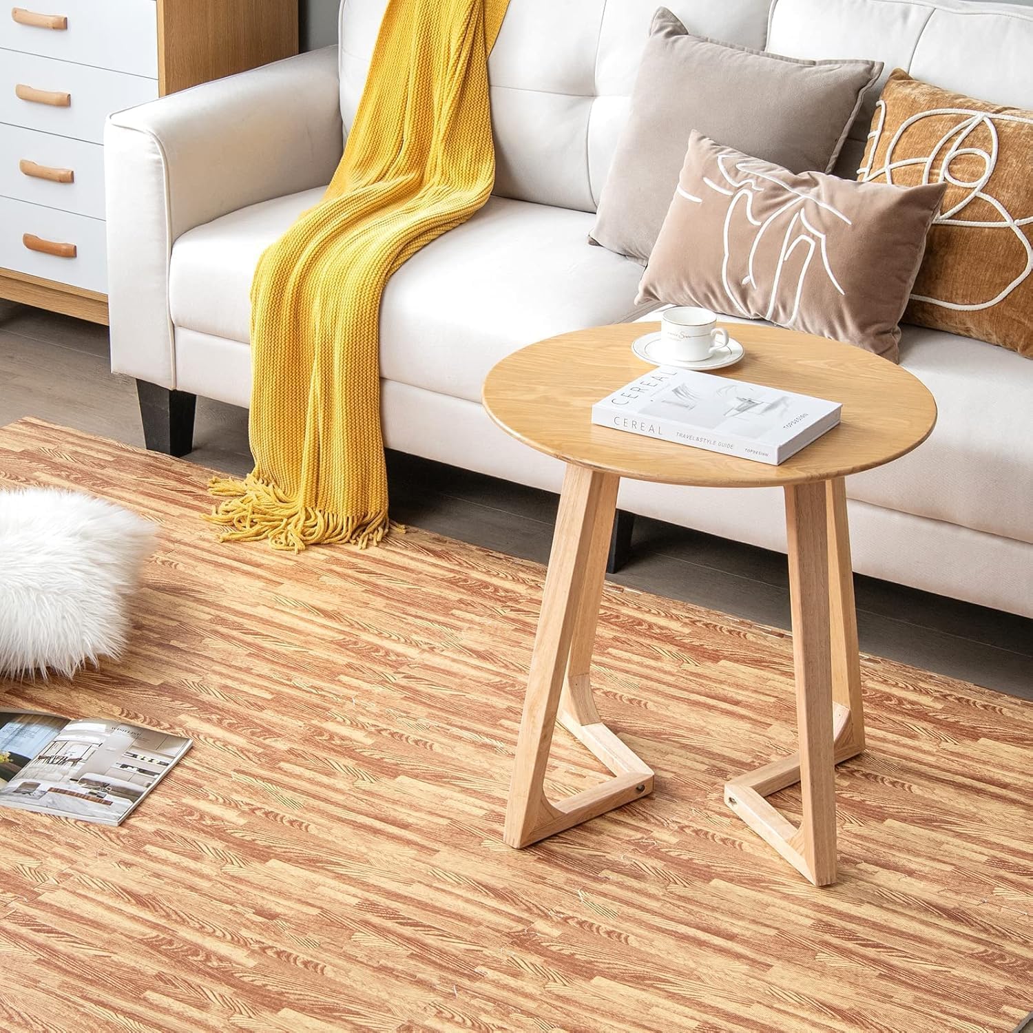 GOPLUS Tapis de Protection Fitness Puzzle en Mousse EVA, Tapis de Sport de Sol 12 Dalles Effect Bois, 61x61CM, Tapis Matelas Épais Antidérapant Couvre 4,5m² pour Gym, Salle de Sport, Garage, Piscine