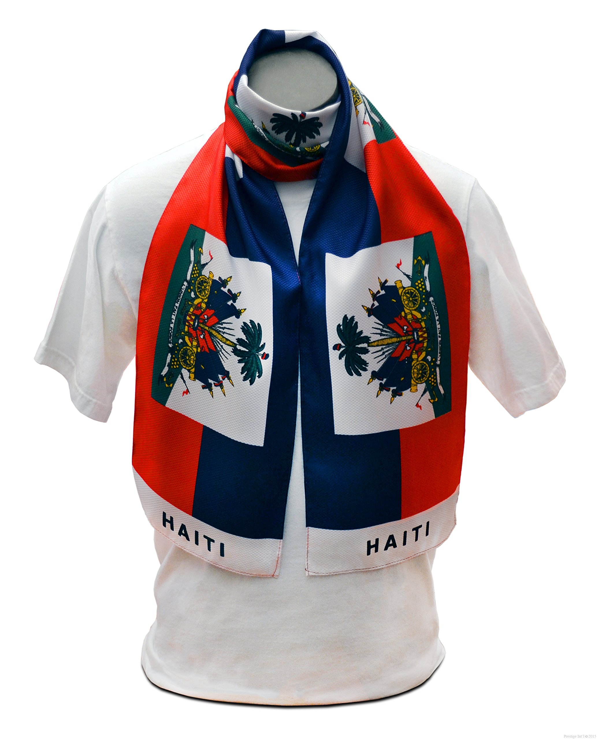 JAVI Sports Haiti Flag Print Scarf 64-inches x 8-inches One-Size-Fits-All Haitian Wrap
