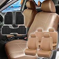 Vista 1 de FH Group PU001114 + F11306 - Juego completo de fundas de asiento de piel sintética (beige) - Ajuste universal para automóviles, camiones y SUV