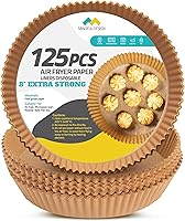Vista 9 de Mindful Design Forros de papel para freidora de aire, 125 piezas de papel pergamino, forro desechable para freidora de aire para microondas, forros