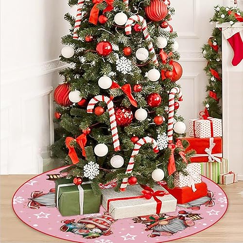Miniatura 5 de Falda de árbol de Navidad, falda de árbol rosa con purpurina, gnomos con purpurina, copo de nieve, falda de árbol de invierno de 48 pulgadas para