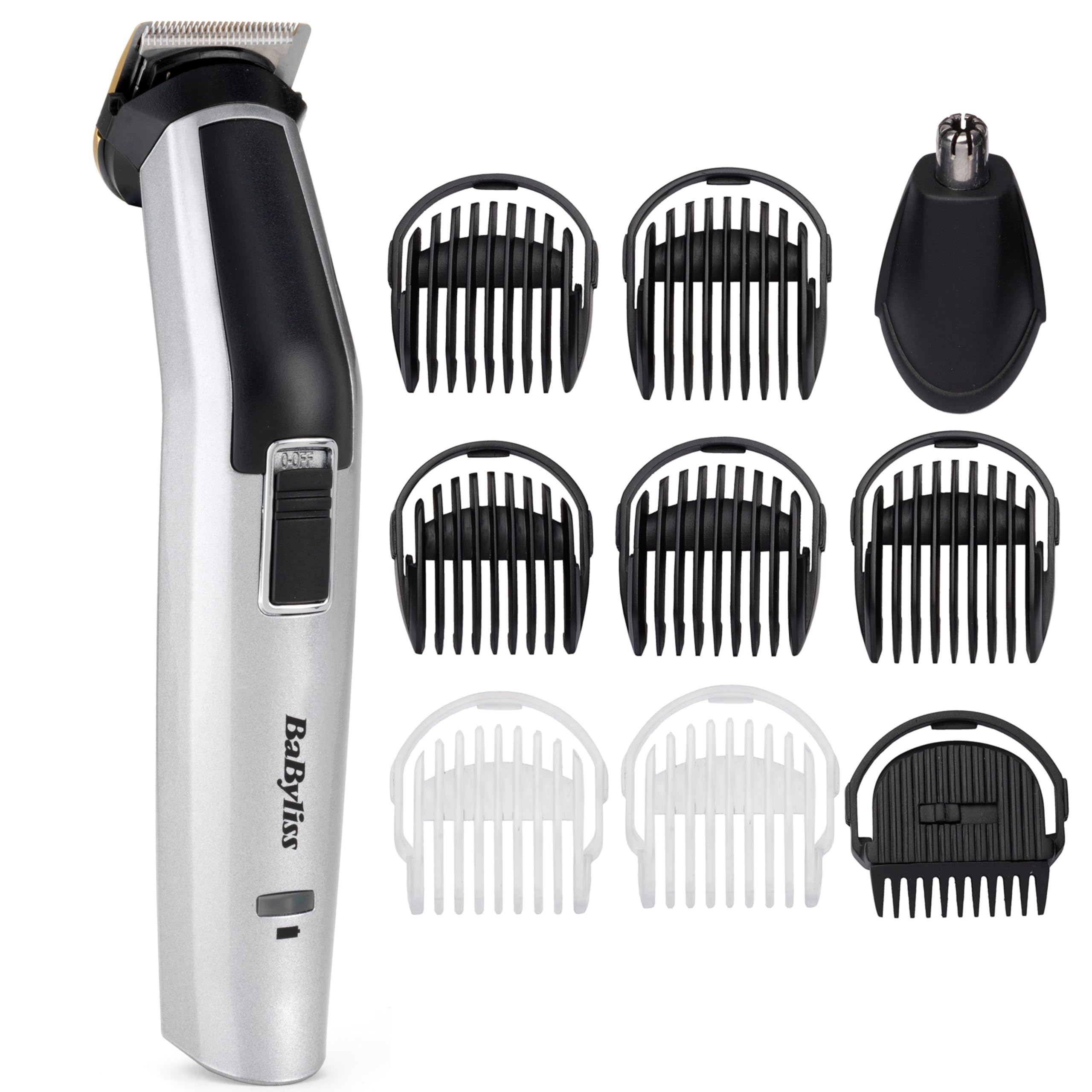 BaByliss 10-in-1 Titanium Multi Grooming Kit for Men, Beard Trimmer, Body Groomer, Nose & Ear Trimmer, Cordless, 60-Min Runtime, Precision Blades, Adjustable Comb Guides, Washable Heads, 7255U
