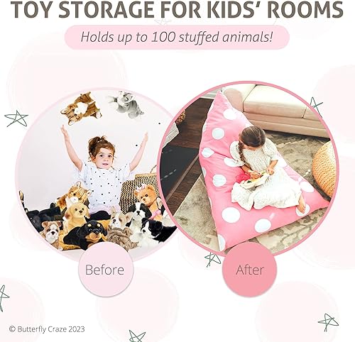 Miniatura 4 de Funda para silla con diseño de mariposa para niños y adolescentes, Lona, lunares rosado claro