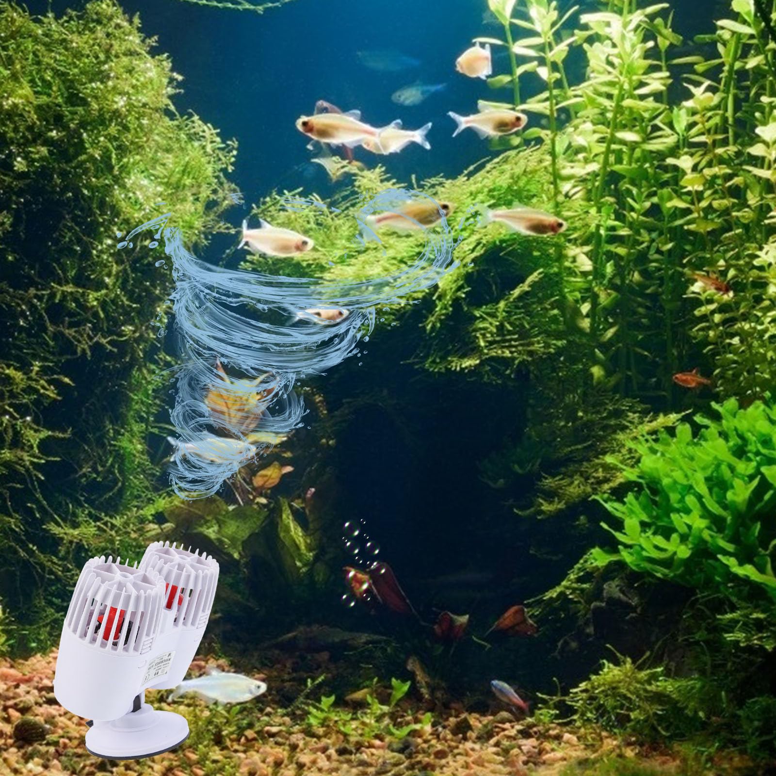 Aquarium Wellenpumpe Kunststoff Leise Aquarien Reinigungspumpe mit Dichtem Filter Propellerdesign 15000l/h Durchfluss für Fischbecken und Fische