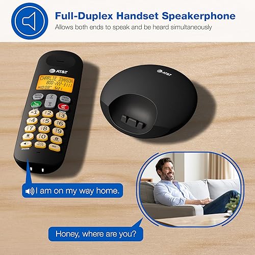 Miniatura 3 de AT&T Teléfono residencial fijo con pantalla LCD, teclado iluminado, identificación de llamadallamada en espera, teléfono inalámbrico DECT 6.0