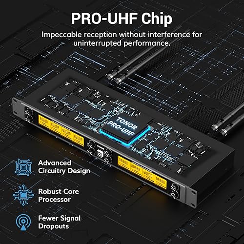Vista 36 de TONOR TW820 - Sistema de micrófono inalámbrico, micrófonos de karaoke inalámbricos de metal profesional, juego de micrófono dinámico de mano