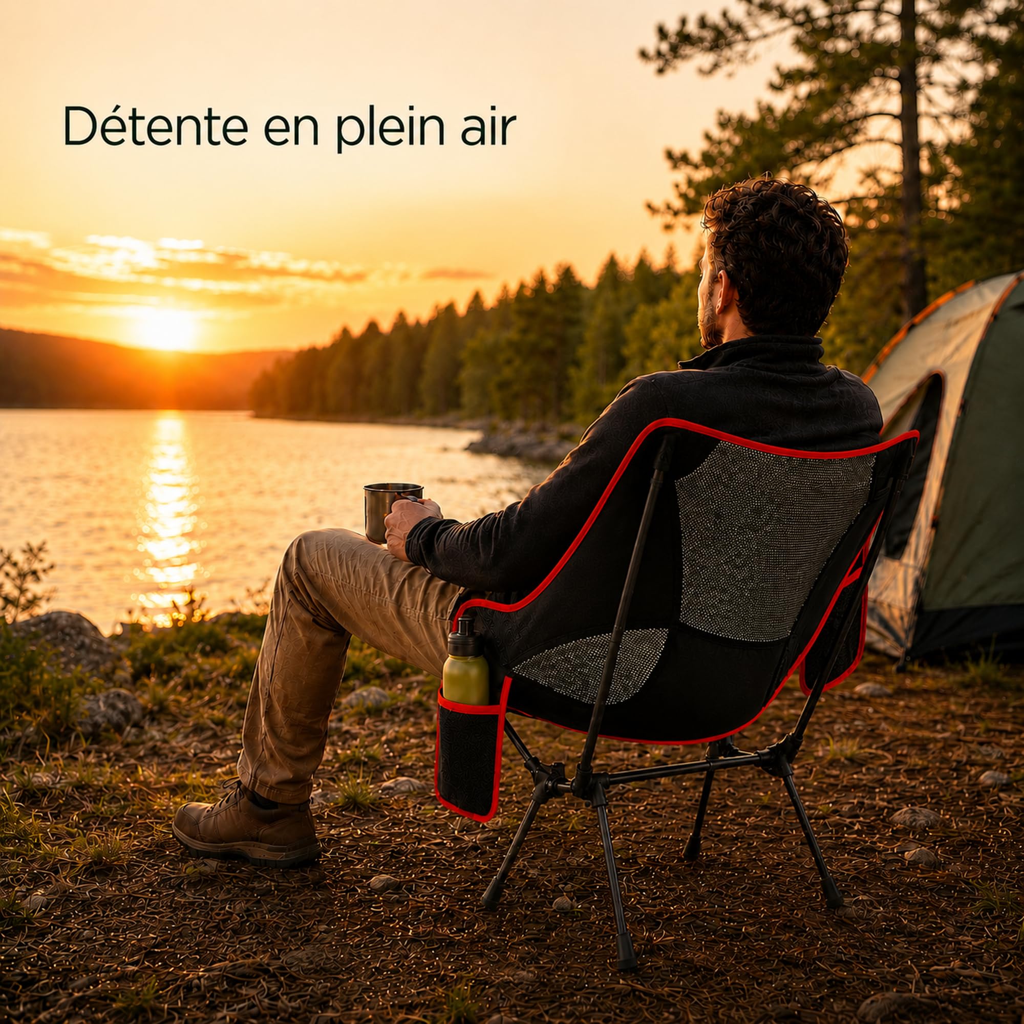 Chaise Pliante Camping, Chaise de Camping Pliable Jusqu’à 120 kg, Fauteuil Pliant Camping Léger avec Poche Latérale et Sac Inclus, pour Plage, Pêche, Jardin et Extérieur