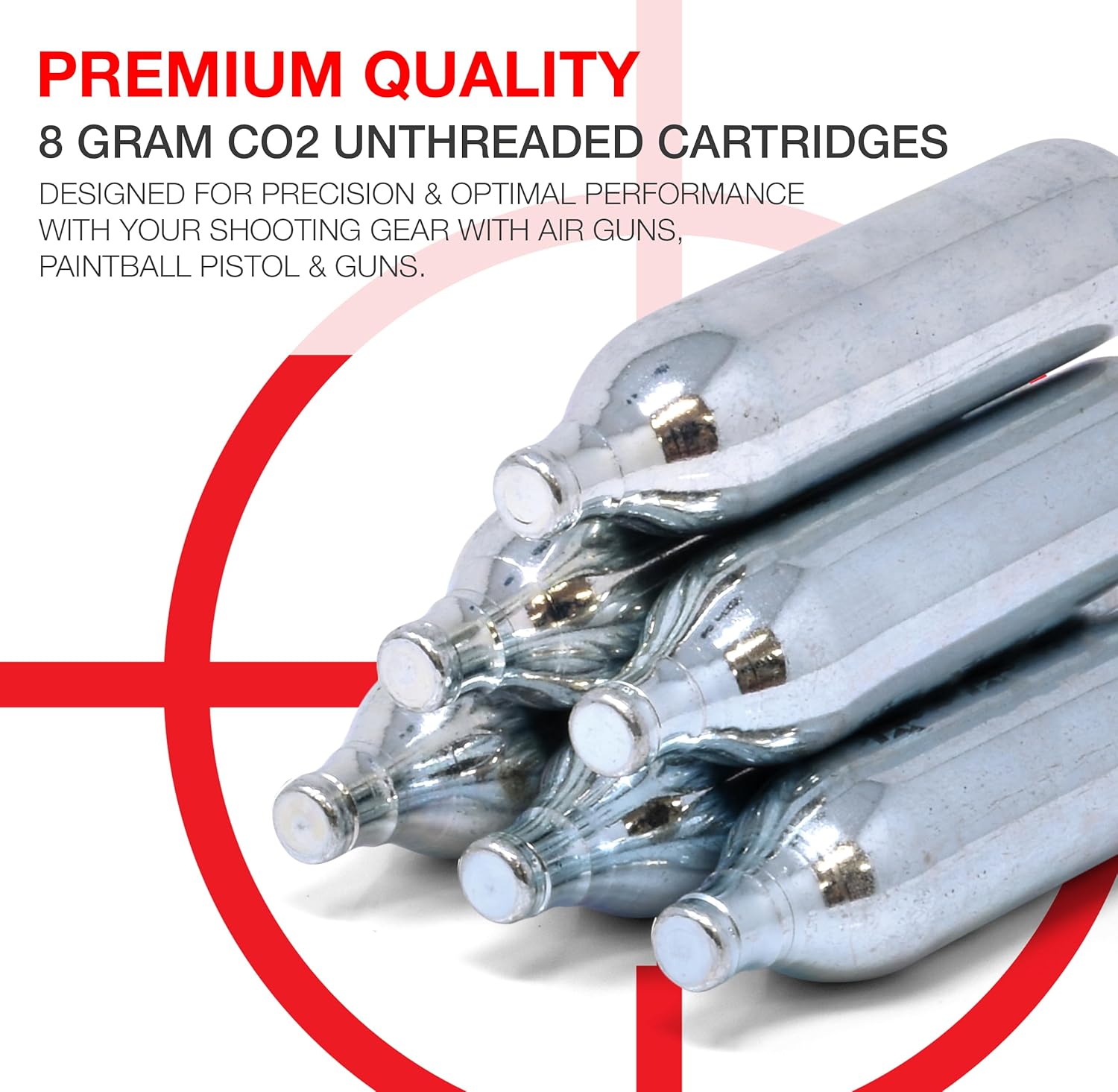 8 Gram CO2 Cartridges Unthreaded for Air Guns | Paintball Gun | Airsoft Air Pellet Guns and Pistols | Compatible with First Strike FSC, Co2 Cartridge for Self Defense Accessories