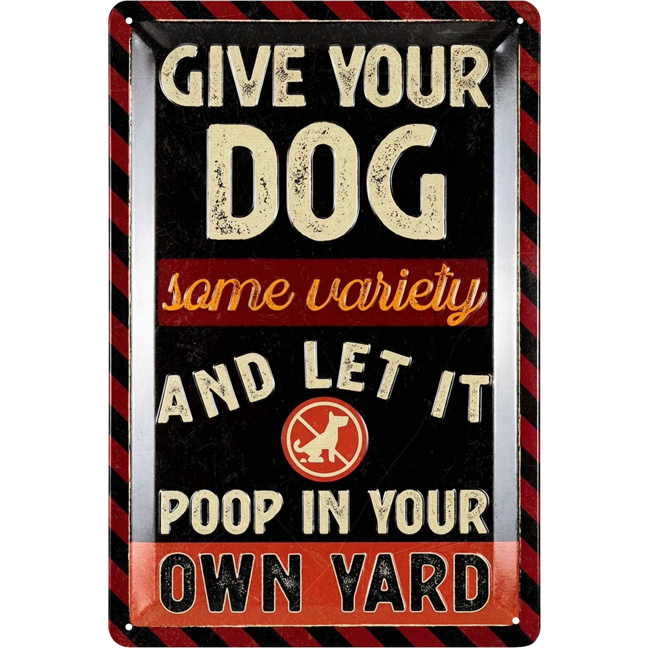 Lanolu Metallic Fun Dog Poop Yard Sign - Let Your Dog Poop In Your Own Yard - No Poop No Pee, Clean Up After Your Dog, Metal Dog Poop Signs For Yard, Retro Wall Decor, 12X8"