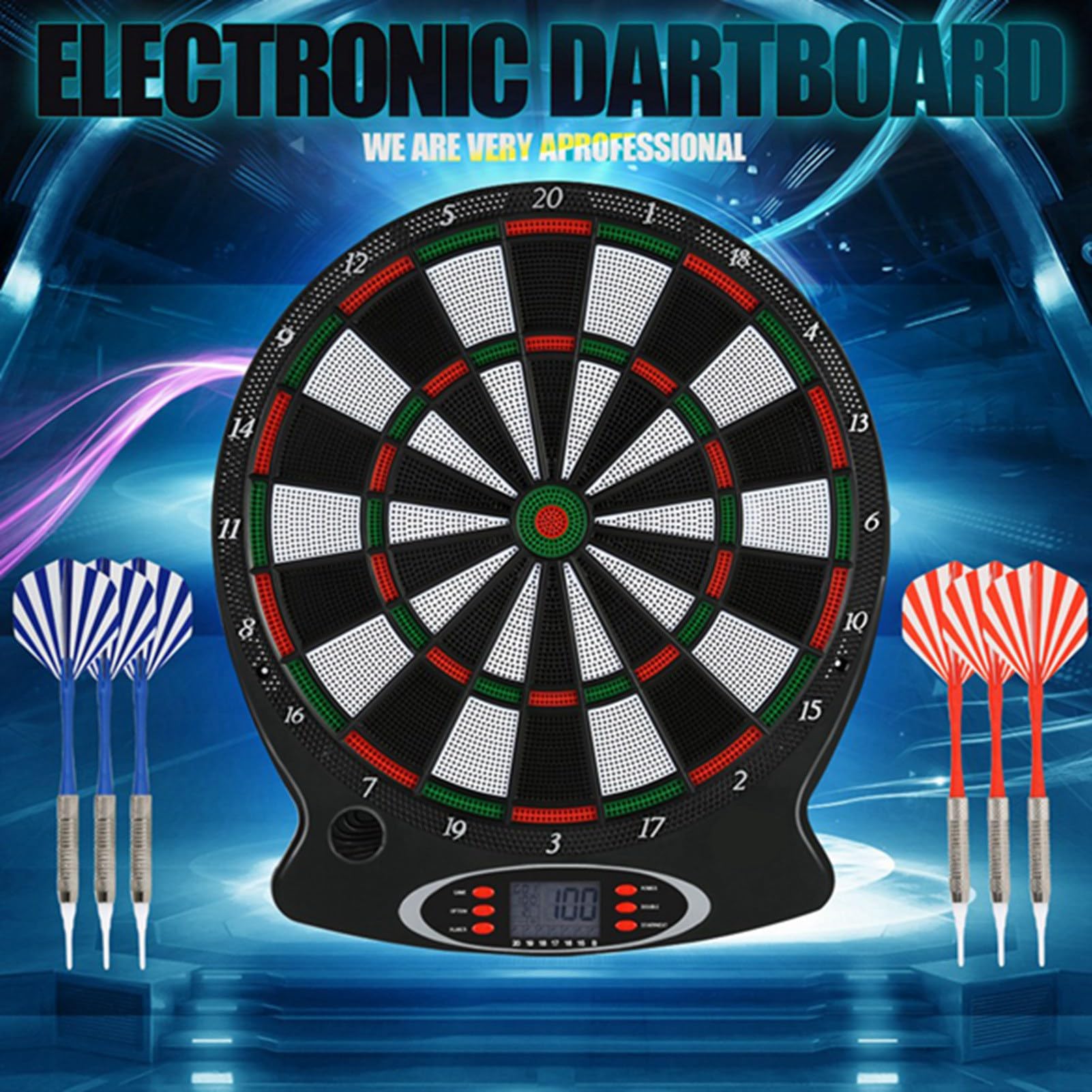 Gegong Electronic Dart Board Digital Punte Display Game sospeso Target Pratica Indicatore LCD professionale con 6 Darts Family Family Active Activity Bar Game
