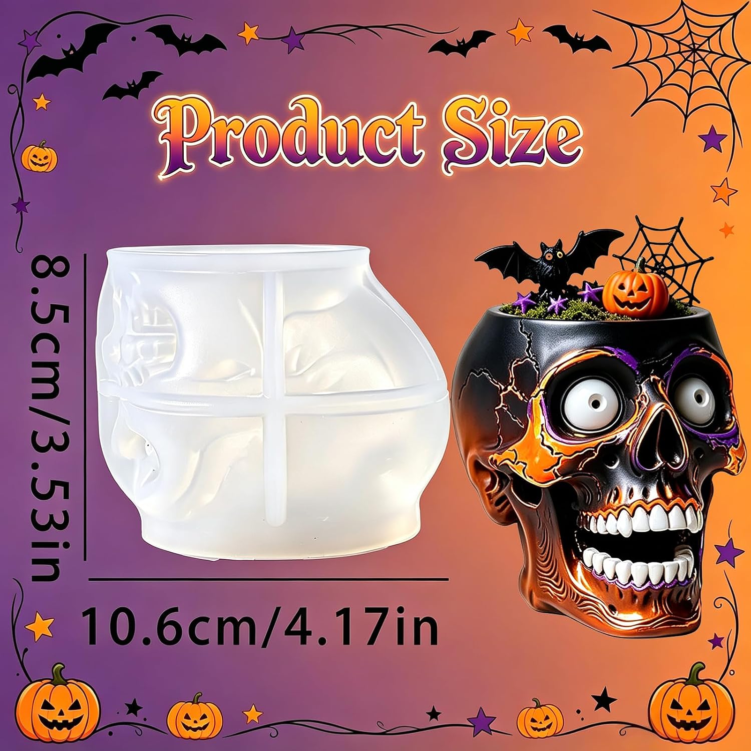 Skull Head Silicone Molds, 3D Large Skeleton Epoxy Resin Molds