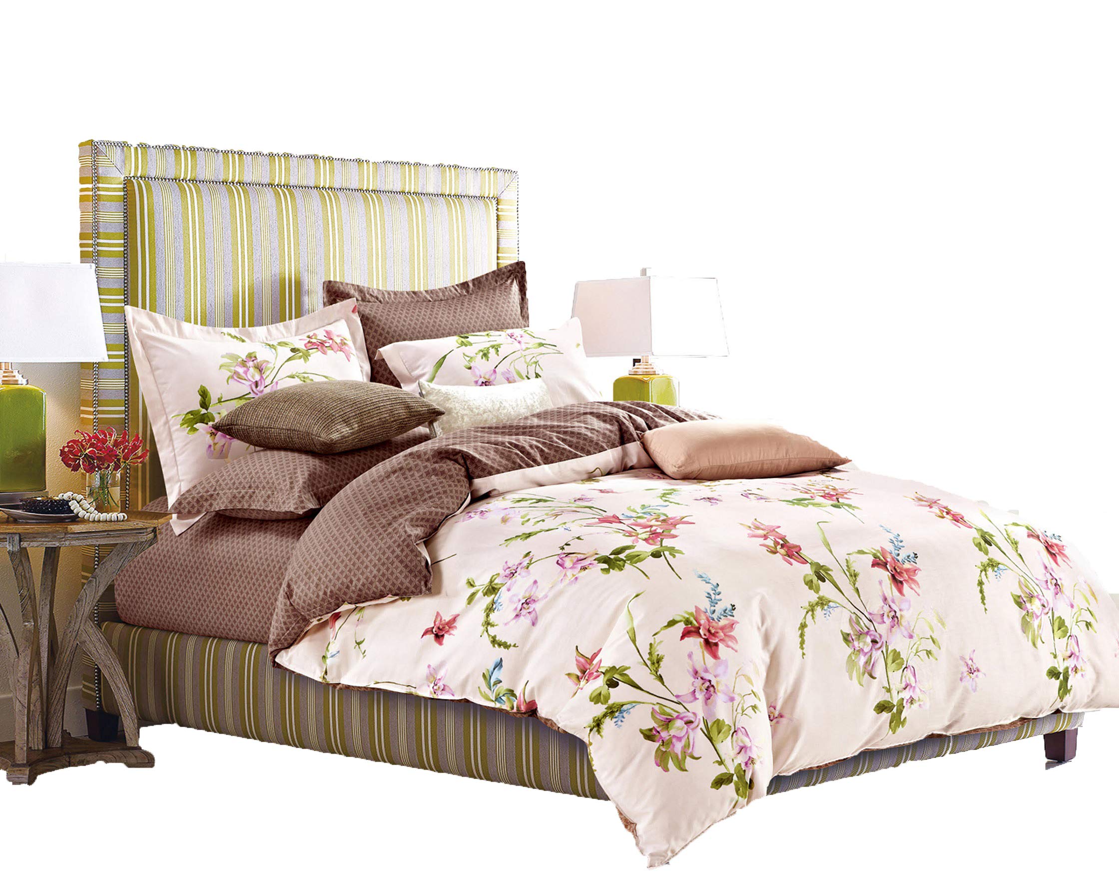 Swanson Beddings Lily 3-Piece 100% Cotton Bedding Set: Duvet Cover and Two Pillow Shams (Queen)