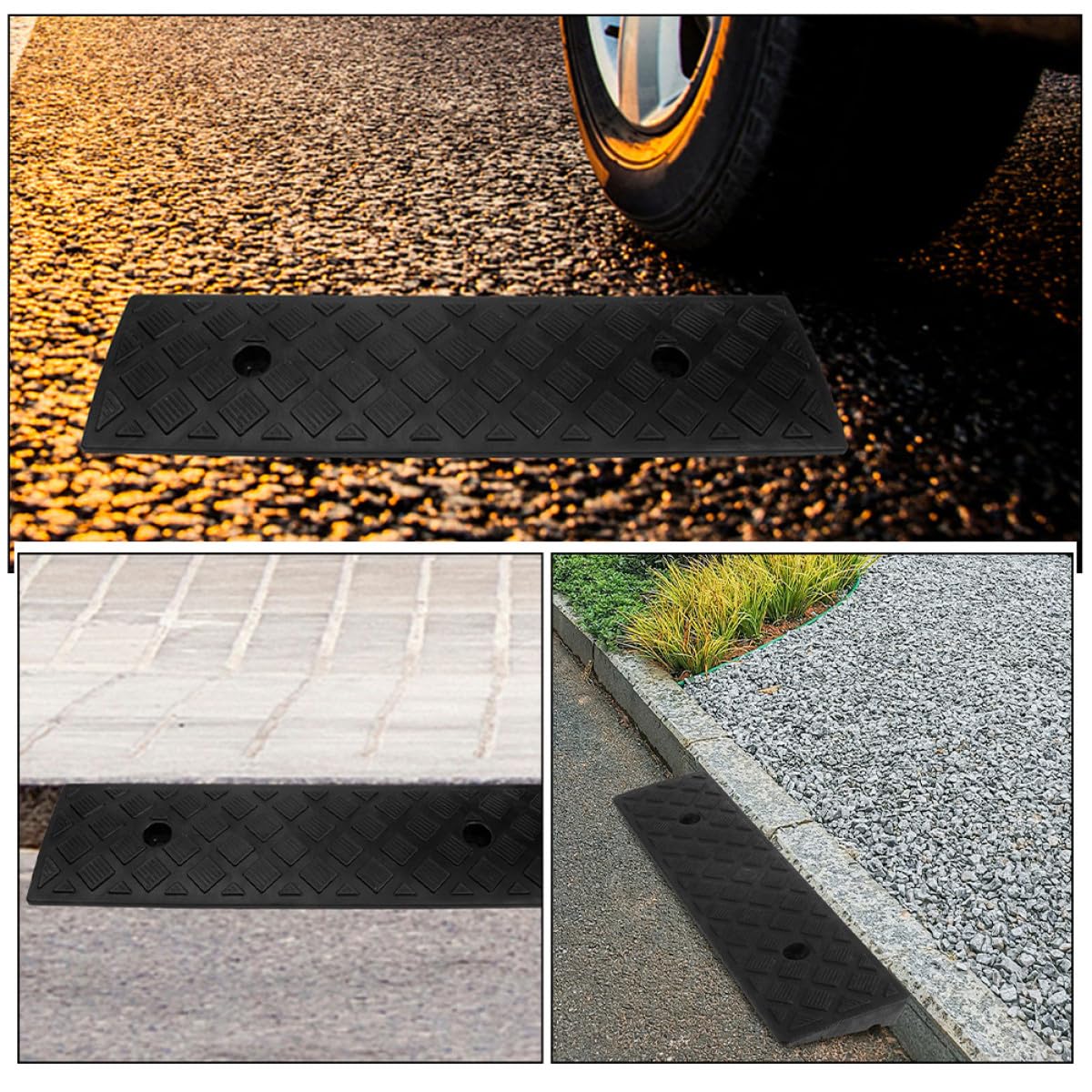 Rampa Di Soglia Antiscivolo 3.00Cm Altezza 2 Rampe Per Marciapiede E Vialetto Ideale Per Auto Moto Biciclette E Sedie a Rotelle Uso Interno Ed Esterno Per Casa Garage E Giardino