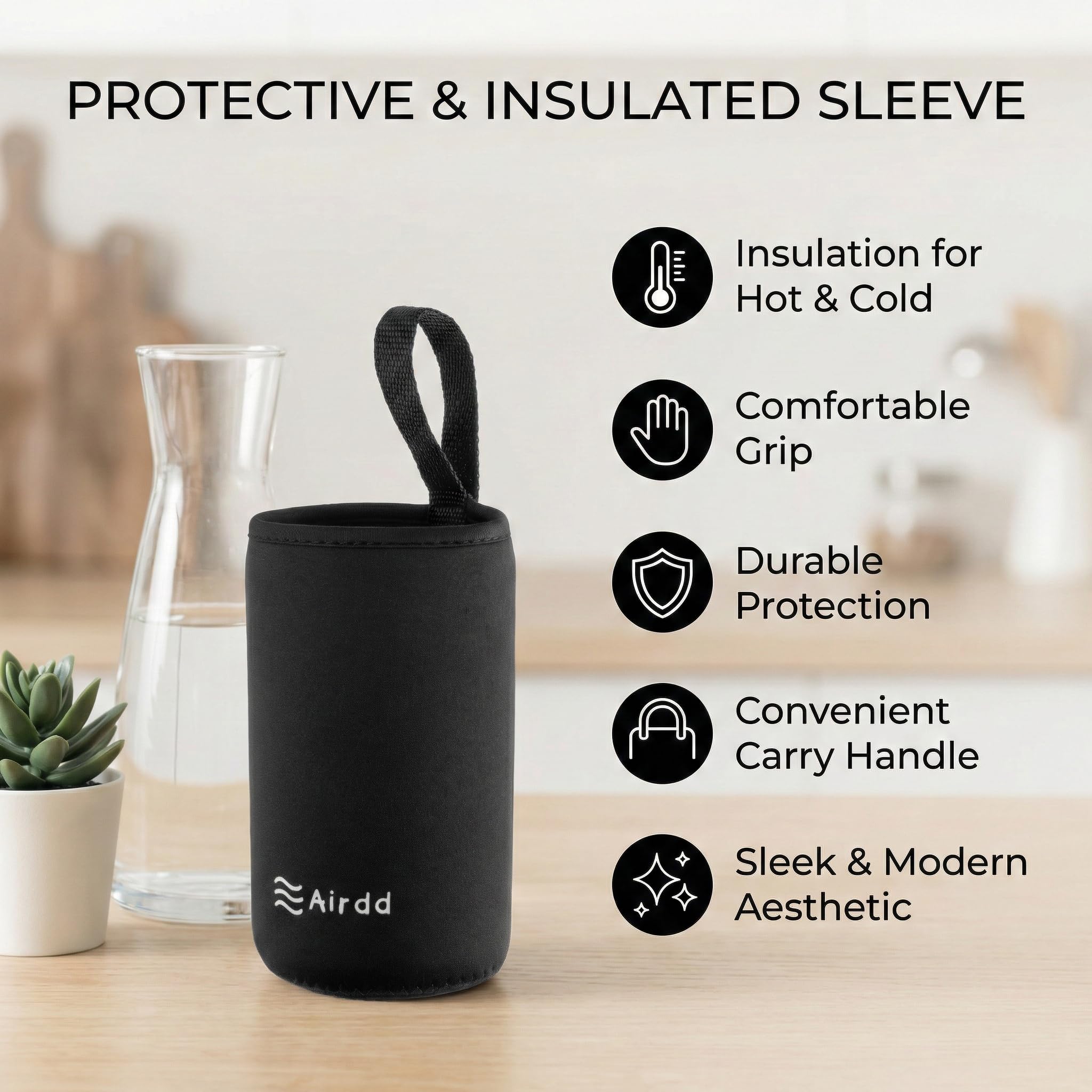Botella de agua de vidrio con infusor de té de acero inoxidable de 32 onzas