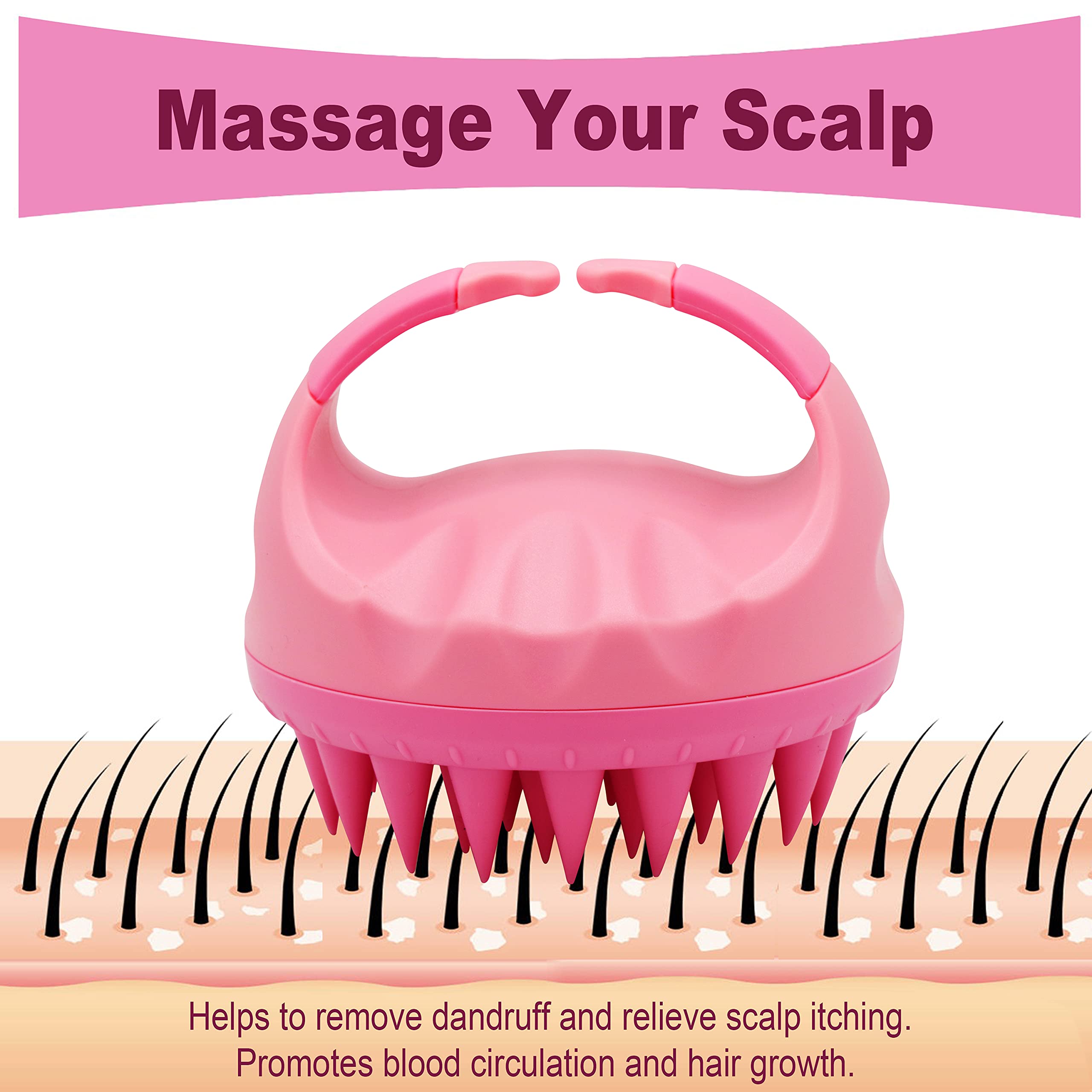 Seagull Flight Of Fashion Hair Scalp Massager, Shampoo Brush With Soft Silicone Bristles For Men and Women (Pack of 1 - Baby Pink) 2