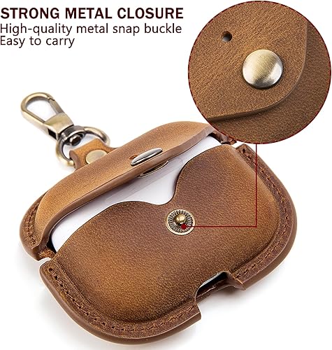 Miniatura 6 de Funda de carga para Apple Airpods Pro 3 (2025). Hecha a mano totalmente hecha a mano, de piel de vaca de caballo loco vintage, funda protectora