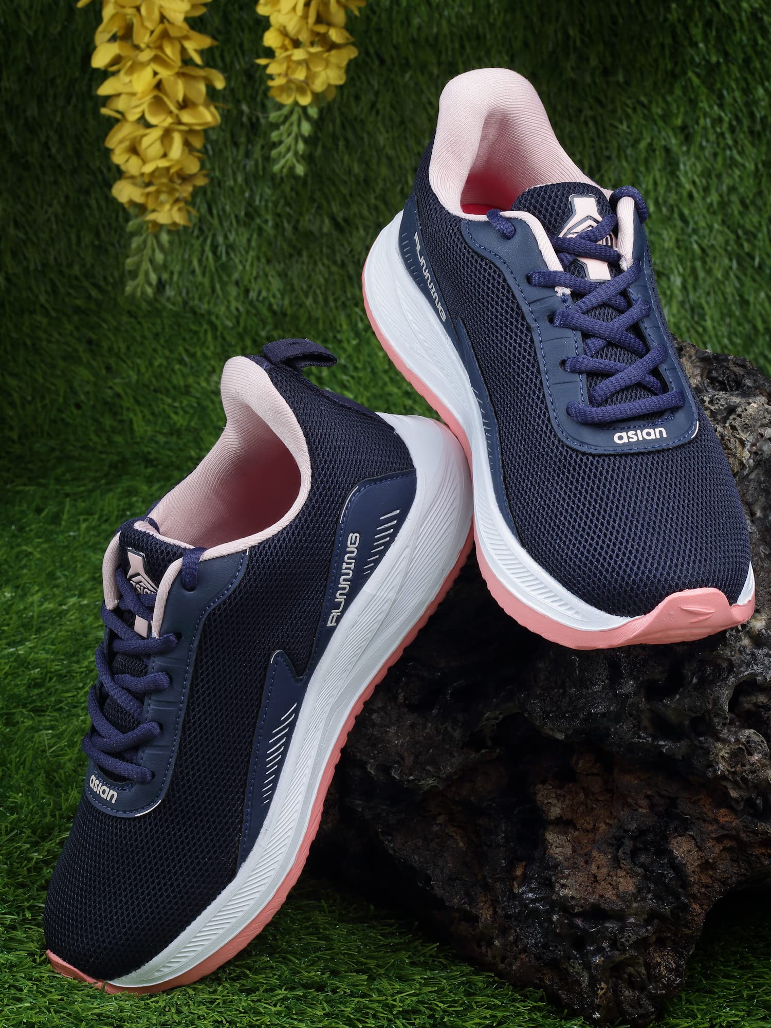 ASIAN FIREFLY-09 Max Cushion Technology Lightweight Eva Sole with Memory Foam Insole Casual & Sports Shoes for Women & Girls Navy Pink,UK 7 1