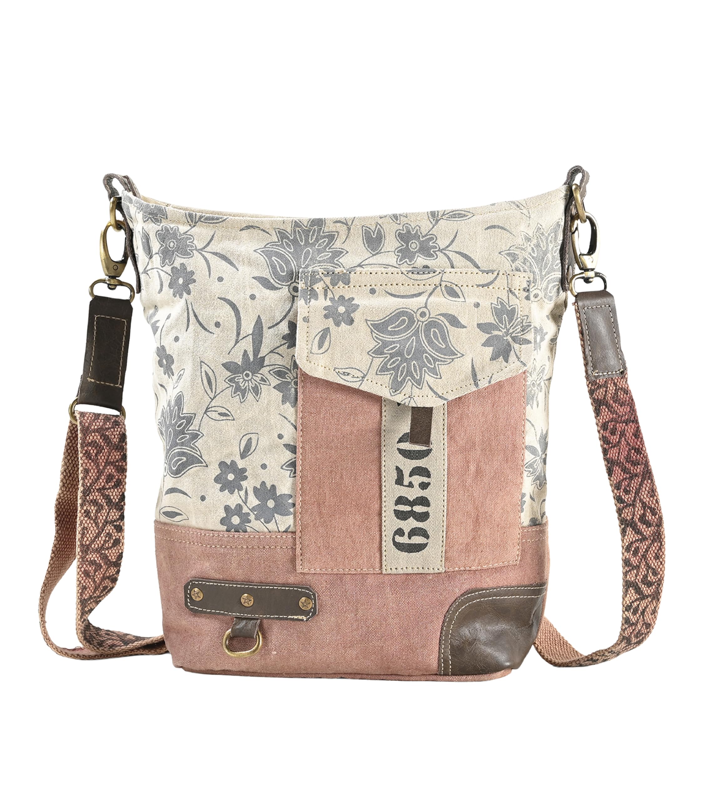 3 BROTHERS - Messenger Bag for Men & Women | Upcycled Vintage Canvas & Leather | Comes with 2 Different Straps