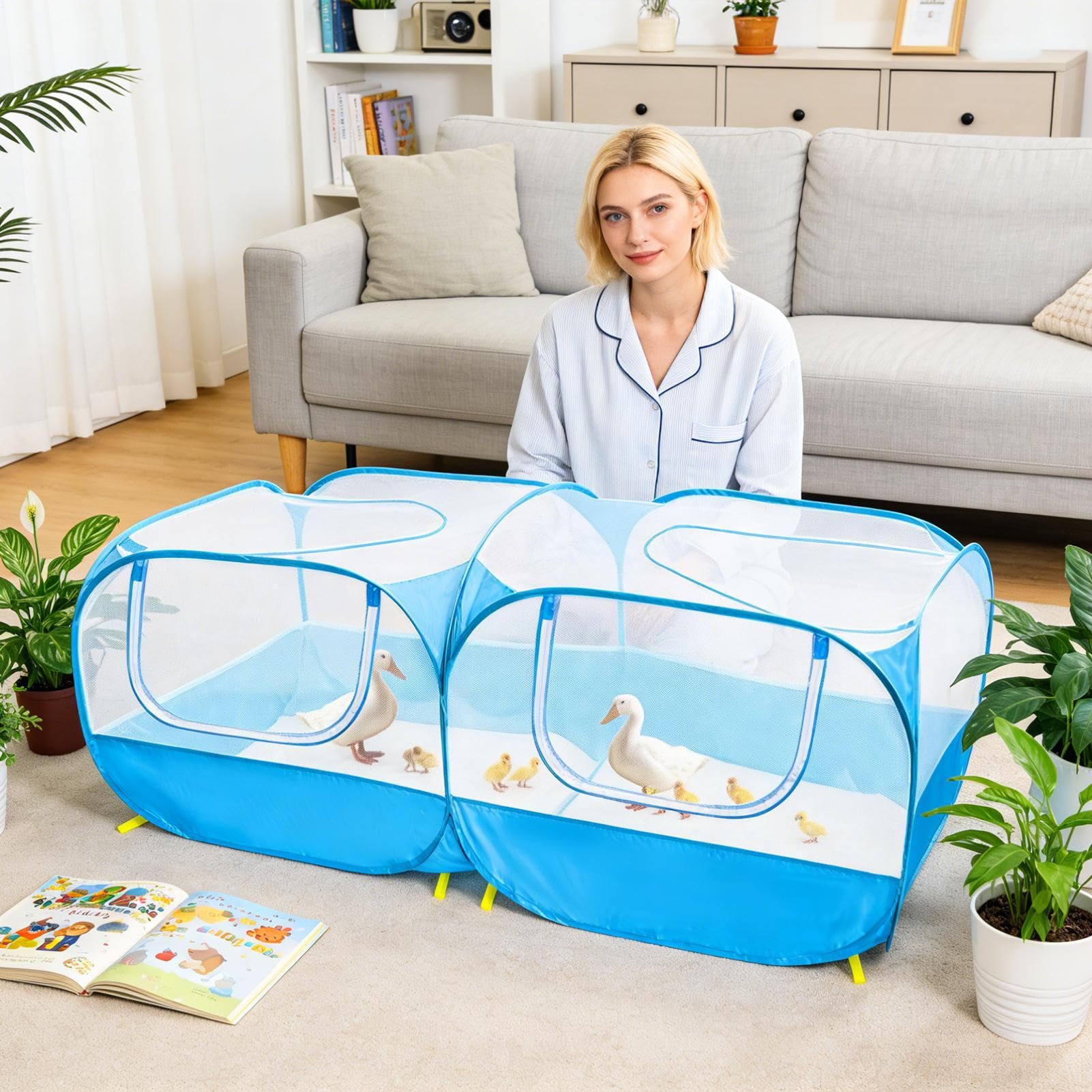 Indoor Kitten Enclosure - Reversible Sun Protection Pet Laufstall | Multifunktionales Katzengehege für Reisen, Spielen im Freien, Rasen, Garten, Boden, tragbarer sicherer Platz für Kätzchen und kleine