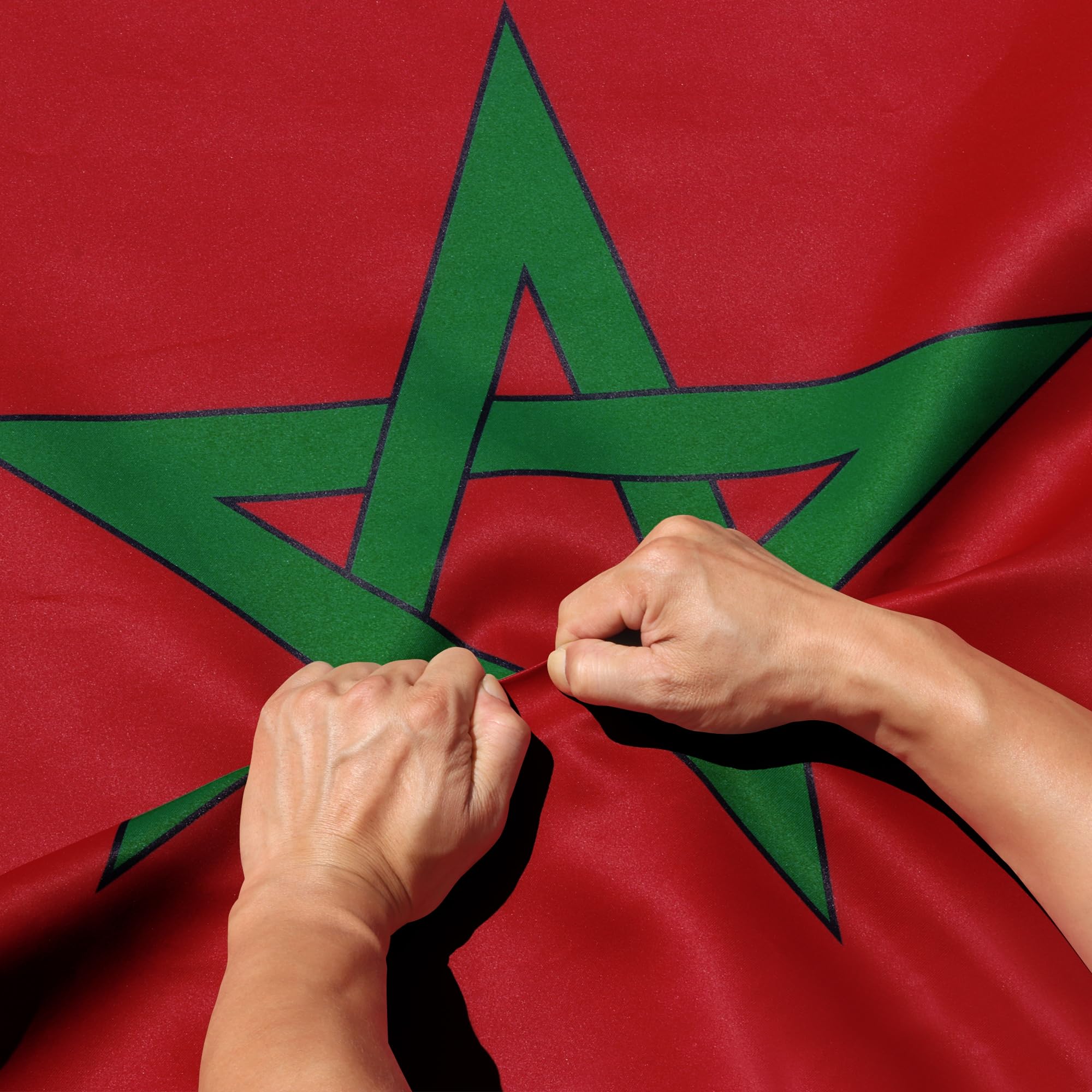 Drapeau marocain solide anti-déchirure et infroissable avec en-tête en toile 0,9x1,5 m