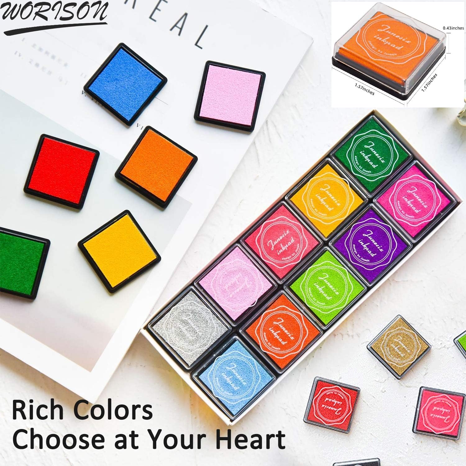 worison 20 Multicolor Ink pad for Finger Painting, Craft Stamps, DIY Craft, Scrapbooking and Much More 1