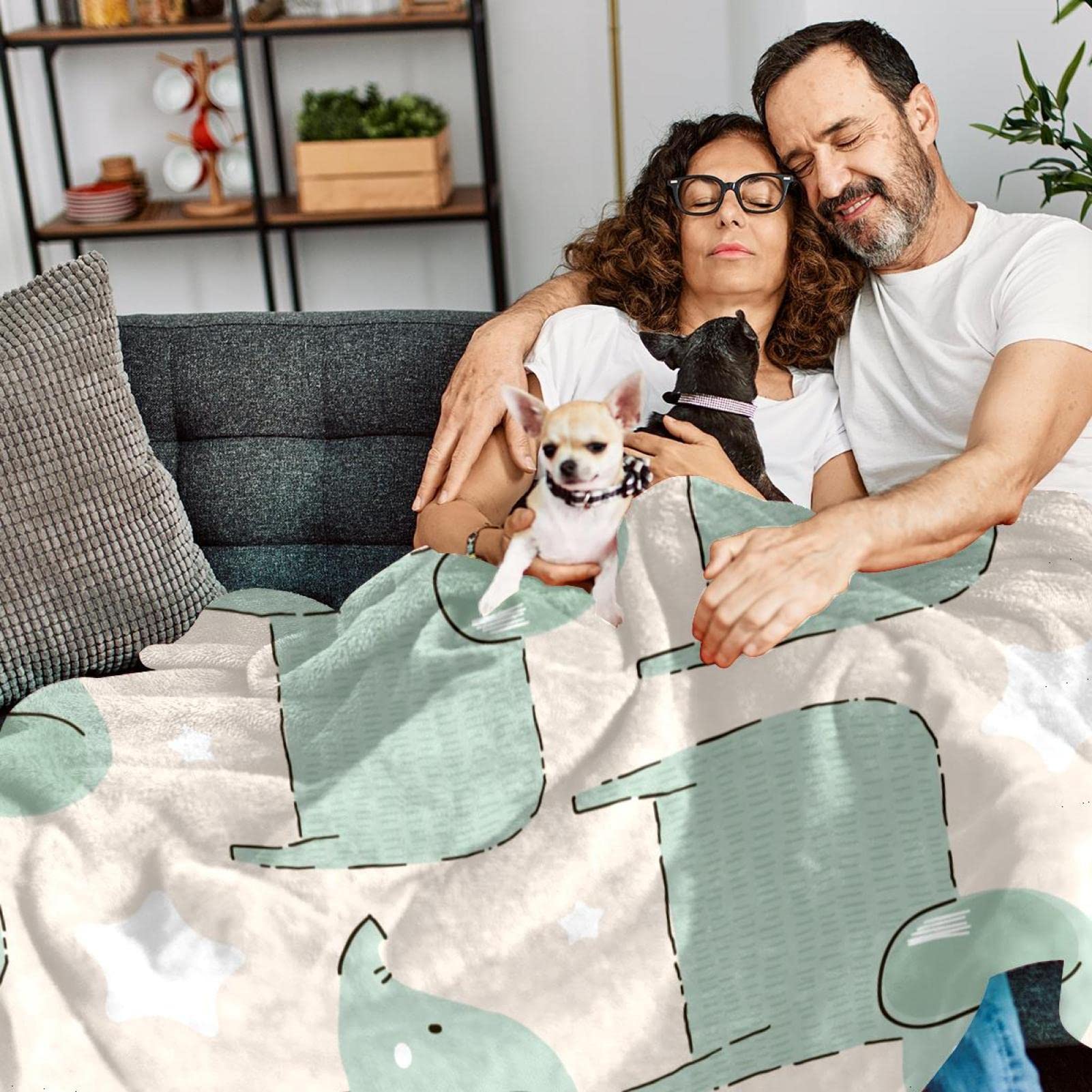 Manta de forro polar para perro, diseño de estrellas, para sofá, ligera, mullida