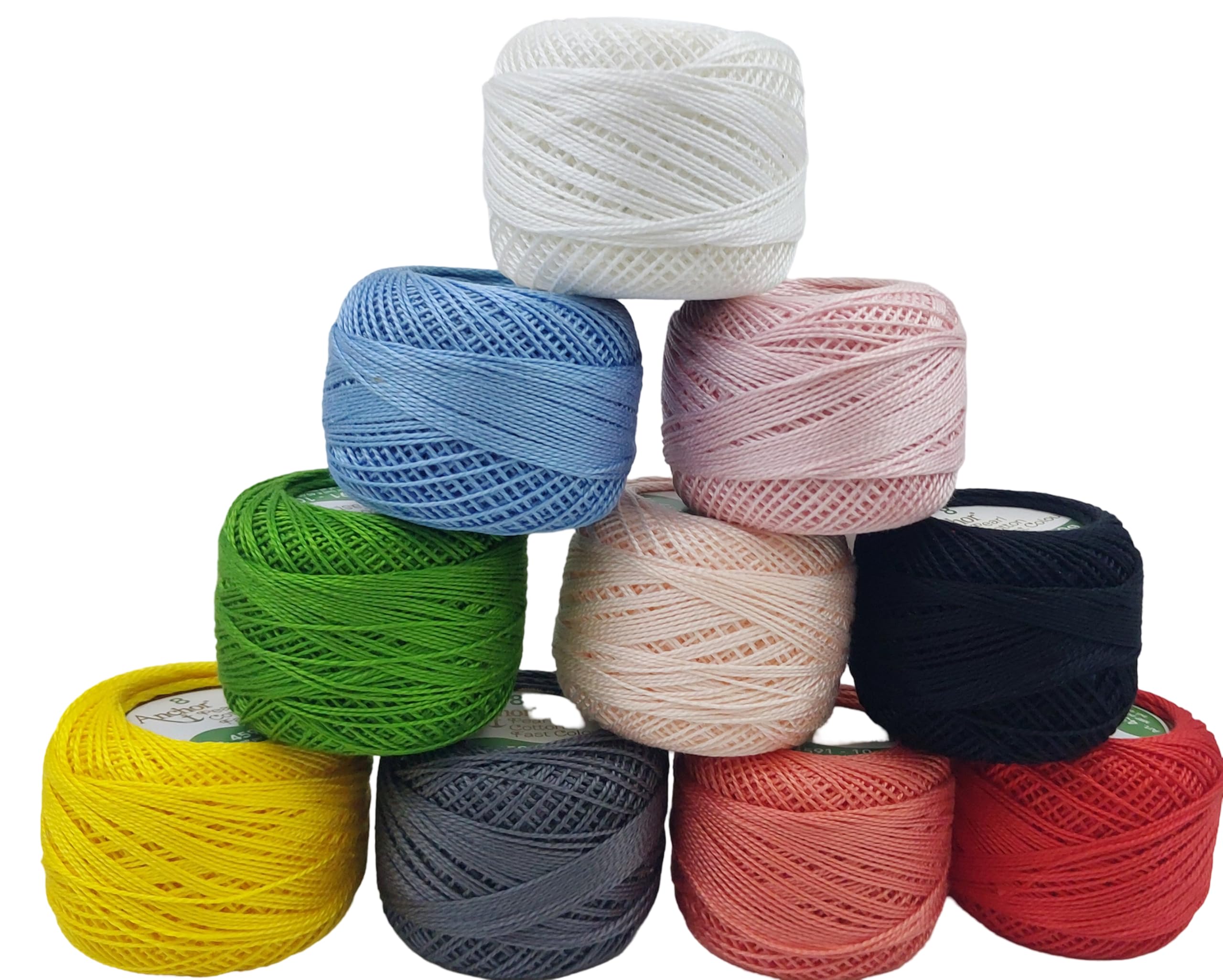10 Pieces Cotton Balls Crochet Pearl Cotton Embroidery Thread Balls Size 8 Pearl Tatting Knitting Hand Embroidery Cross Stitching Balls 2 Ply Fast Color (Design 02)-image-48