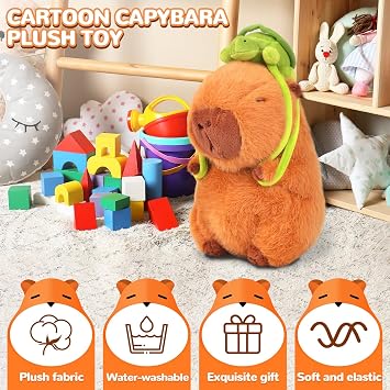 xinrongda Capybara أفخم لعبة، Capybara تحمل لعبة السلحفاة، 23 CM واقعية لينة محشوة الحيوان غينيا خنزير اللعب، هدايا عيد الفصح للأطفال، عيد الميلاد جوارب الحشو الاطفال الأولاد البنات