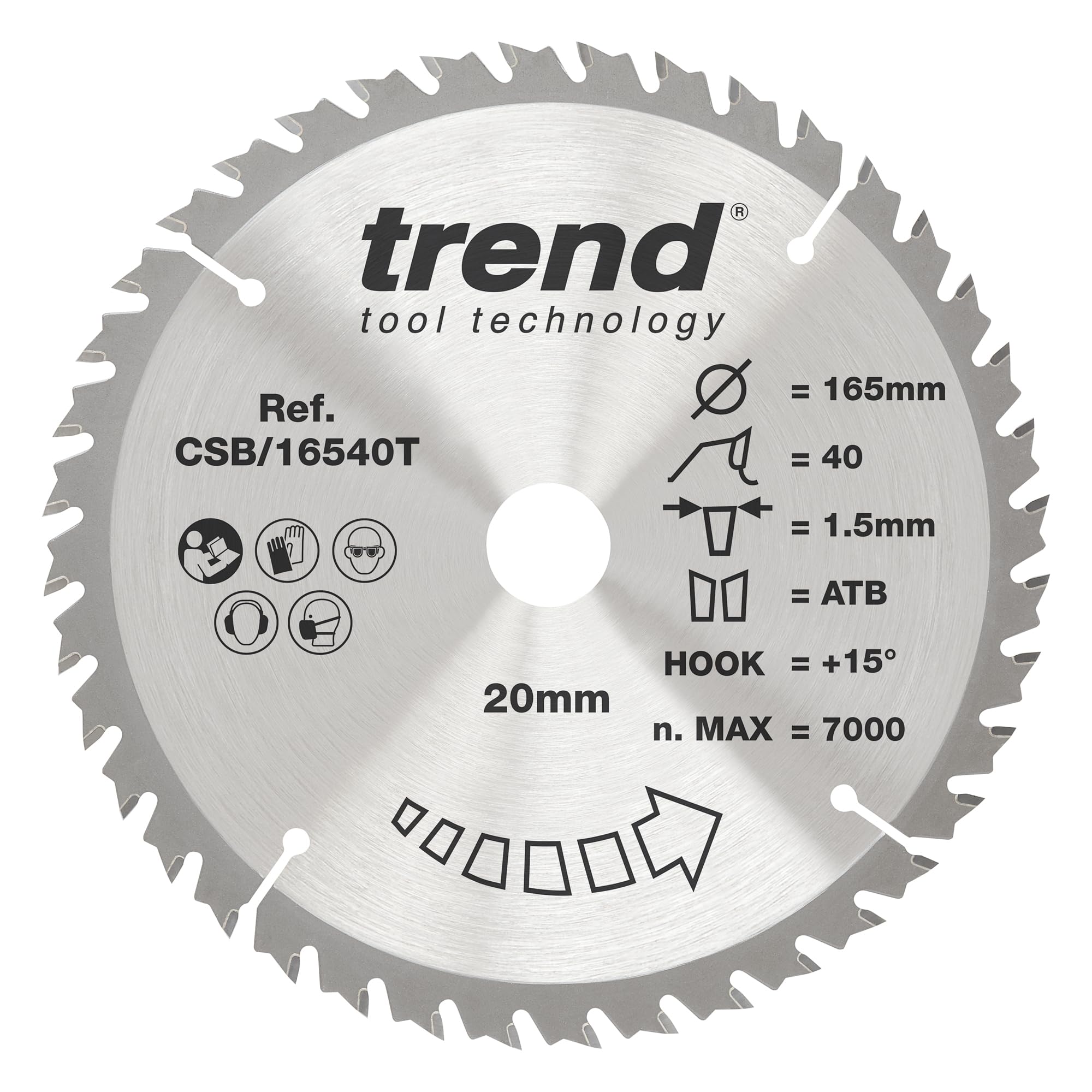 Trend Craft Thin Kerf Circular Saw Blade 165 X 40T X 20Mm Csb/16540T Silver
