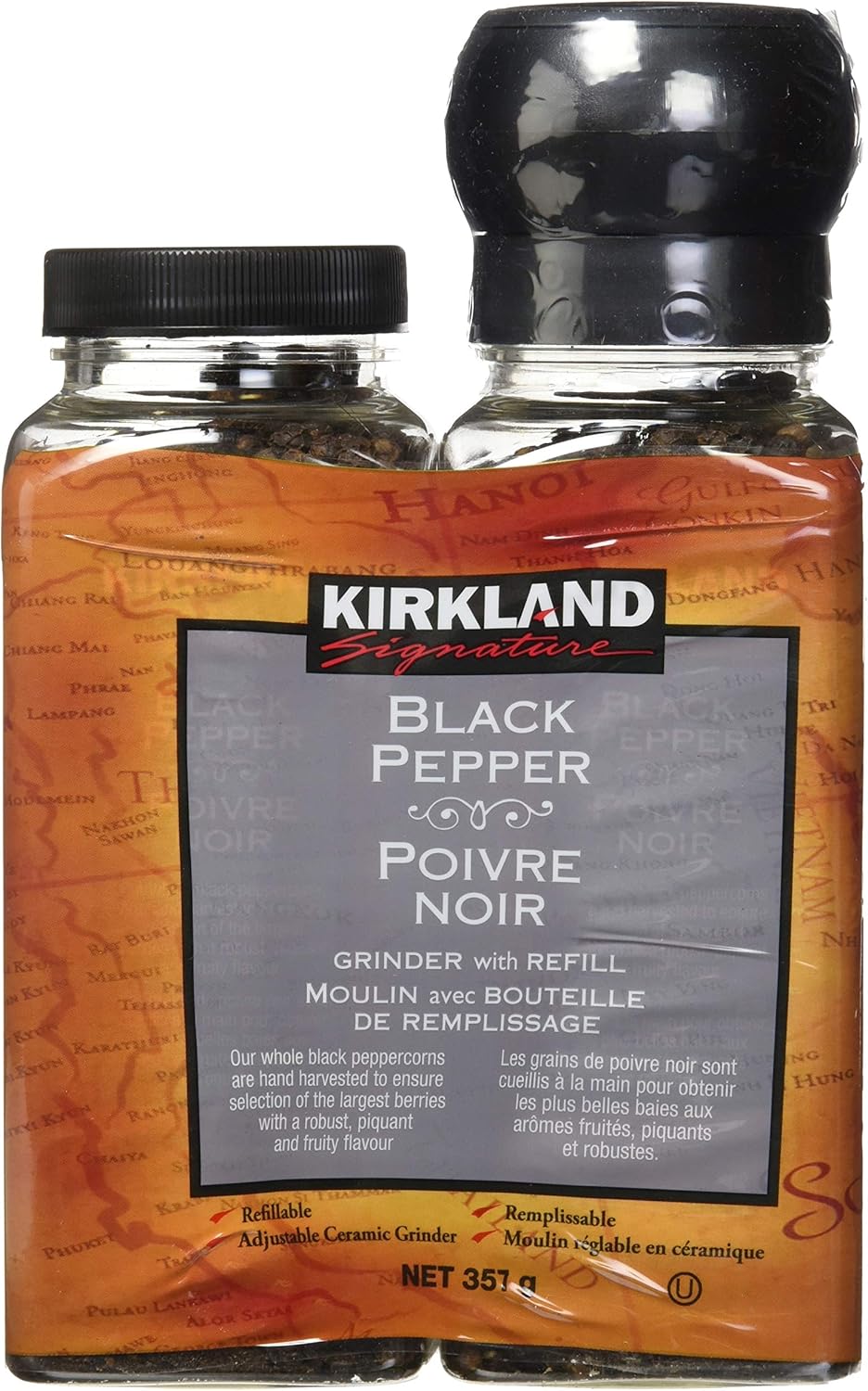 Kirkland Signature Black Pepper with Grinder, 6.3 oz, 2count